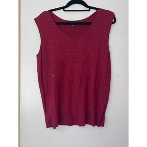 Jones New York Woman Burgundy Rhinestone Knit Sleeveless Top 1X T01WB66088